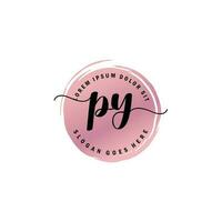 PY Initial Letter handwriting logo with circle brush template vector