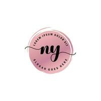 NY Initial Letter handwriting logo with circle brush template vector