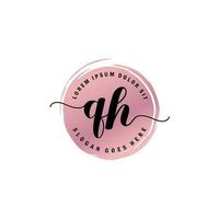 QH Initial Letter handwriting logo with circle brush template vector