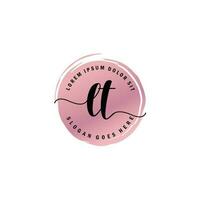 LT Initial Letter handwriting logo with circle brush template vector