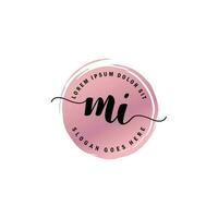 MI Initial Letter handwriting logo with circle brush template vector