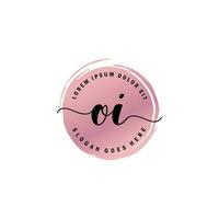 OI Initial Letter handwriting logo with circle brush template vector