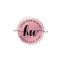 KW Initial Letter handwriting logo with circle brush template vector