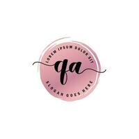 QA Initial Letter handwriting logo with circle brush template vector