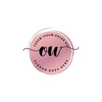 OW Initial Letter handwriting logo with circle brush template vector