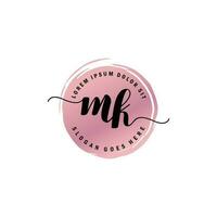 MK Initial Letter handwriting logo with circle brush template vector