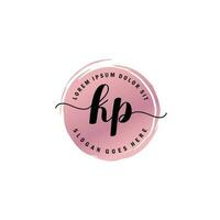 KP Initial Letter handwriting logo with circle brush template vector