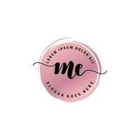 ME Initial Letter handwriting logo with circle brush template vector