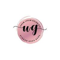 WG Initial Letter handwriting logo with circle brush template vector