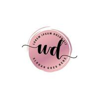 WD Initial Letter handwriting logo with circle brush template vector