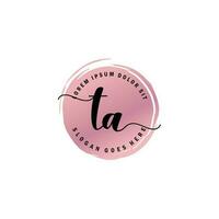TA Initial Letter handwriting logo with circle brush template vector