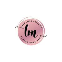 TM Initial Letter handwriting logo with circle brush template vector