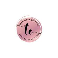 TE Initial Letter handwriting logo with circle brush template vector
