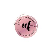 UF Initial Letter handwriting logo with circle brush template vector