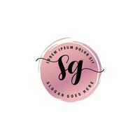 SG Initial Letter handwriting logo with circle brush template vector