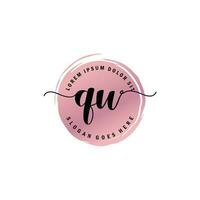 QW Initial Letter handwriting logo with circle brush template vector