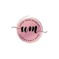 WM Initial Letter handwriting logo with circle brush template vector