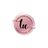 TU Initial Letter handwriting logo with circle brush template vector