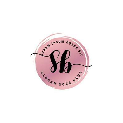 SB Initial Letter handwriting logo with circle brush template vector