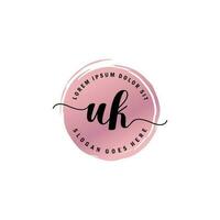 UK Initial Letter handwriting logo with circle brush template vector