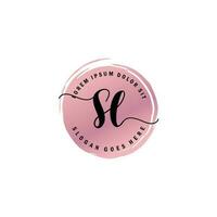 SL Initial Letter handwriting logo with circle brush template vector