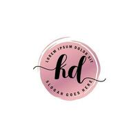 KD Initial Letter handwriting logo with circle brush template vector