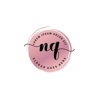 NQ Initial Letter handwriting logo with circle brush template vector