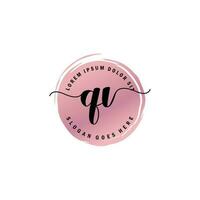 QV Initial Letter handwriting logo with circle brush template vector