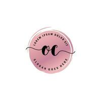 OC Initial Letter handwriting logo with circle brush template vector