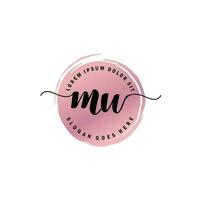MU Initial Letter handwriting logo with circle brush template vector
