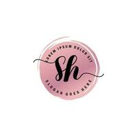 SH Initial Letter handwriting logo with circle brush template vector