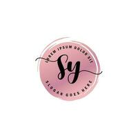 SY Initial Letter handwriting logo with circle brush template vector