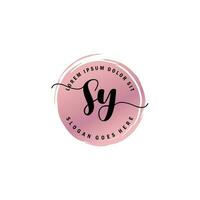 SY Initial Letter handwriting logo with circle brush template vector