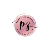 PZ Initial Letter handwriting logo with circle brush template vector