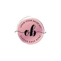 OB Initial Letter handwriting logo with circle brush template vector