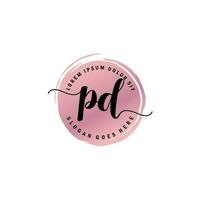 PD Initial Letter handwriting logo with circle brush template vector