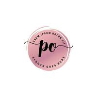 PO Initial Letter handwriting logo with circle brush template vector