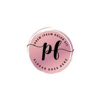 PF Initial Letter handwriting logo with circle brush template vector