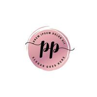 PP Initial Letter handwriting logo with circle brush template vector