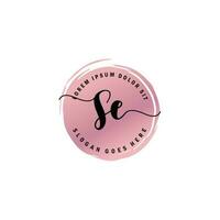 SE Initial Letter handwriting logo with circle brush template vector