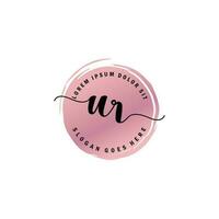 UR Initial Letter handwriting logo with circle brush template vector