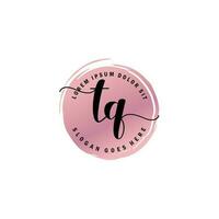 TQ Initial Letter handwriting logo with circle brush template vector