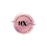 UX Initial Letter handwriting logo with circle brush template vector