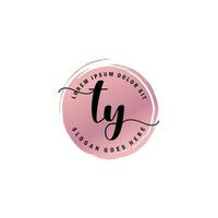 TY Initial Letter handwriting logo with circle brush template vector