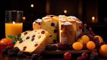 Panettone, italian Christmas cake isolated, clipping path. photo