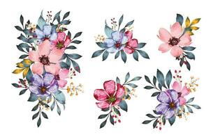 Flower bouquet pack for invitation card background in watercolor style vector