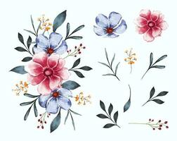 Isolated flower bouquet and leaves for floral background vector
