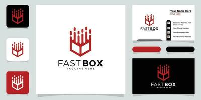 Fast Box Logo Vector. Speed Moving Box Logotype. Delivery and logistic logo design concept Premium Vector