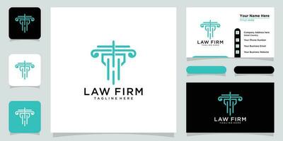 Initial letter H with pillar element logo and business card design template vector