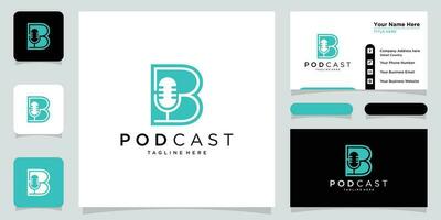 Letter B with podcast logo template illustration. Premium Vector